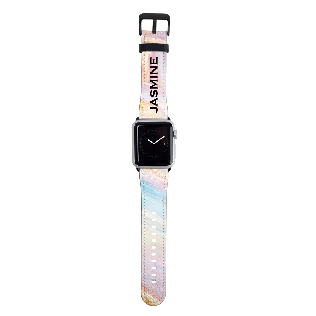 Personalised Blush Marble Name Name Apple Watch Strap