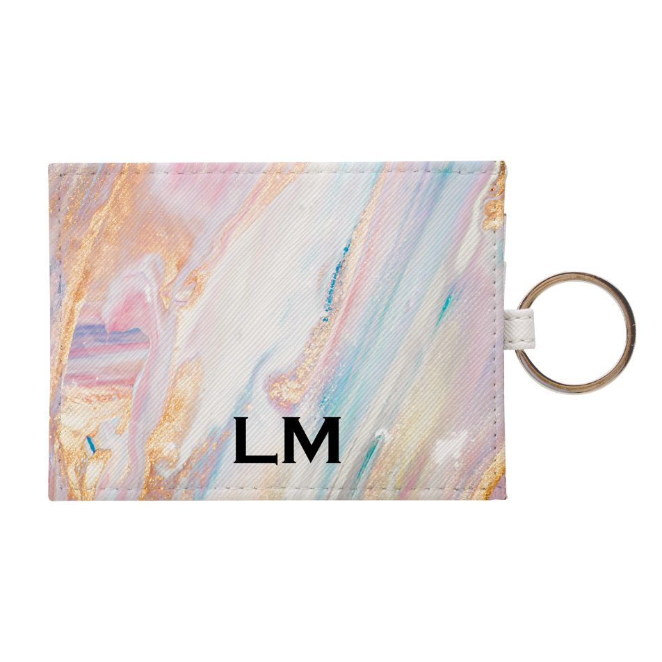 Personalised Blush Marble Name Leather Card Holder