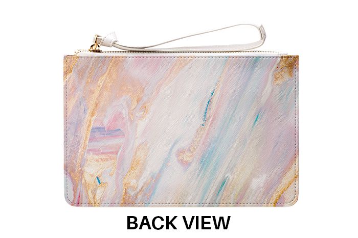 Personalised Blush Marble Name Leather Clutch Bag