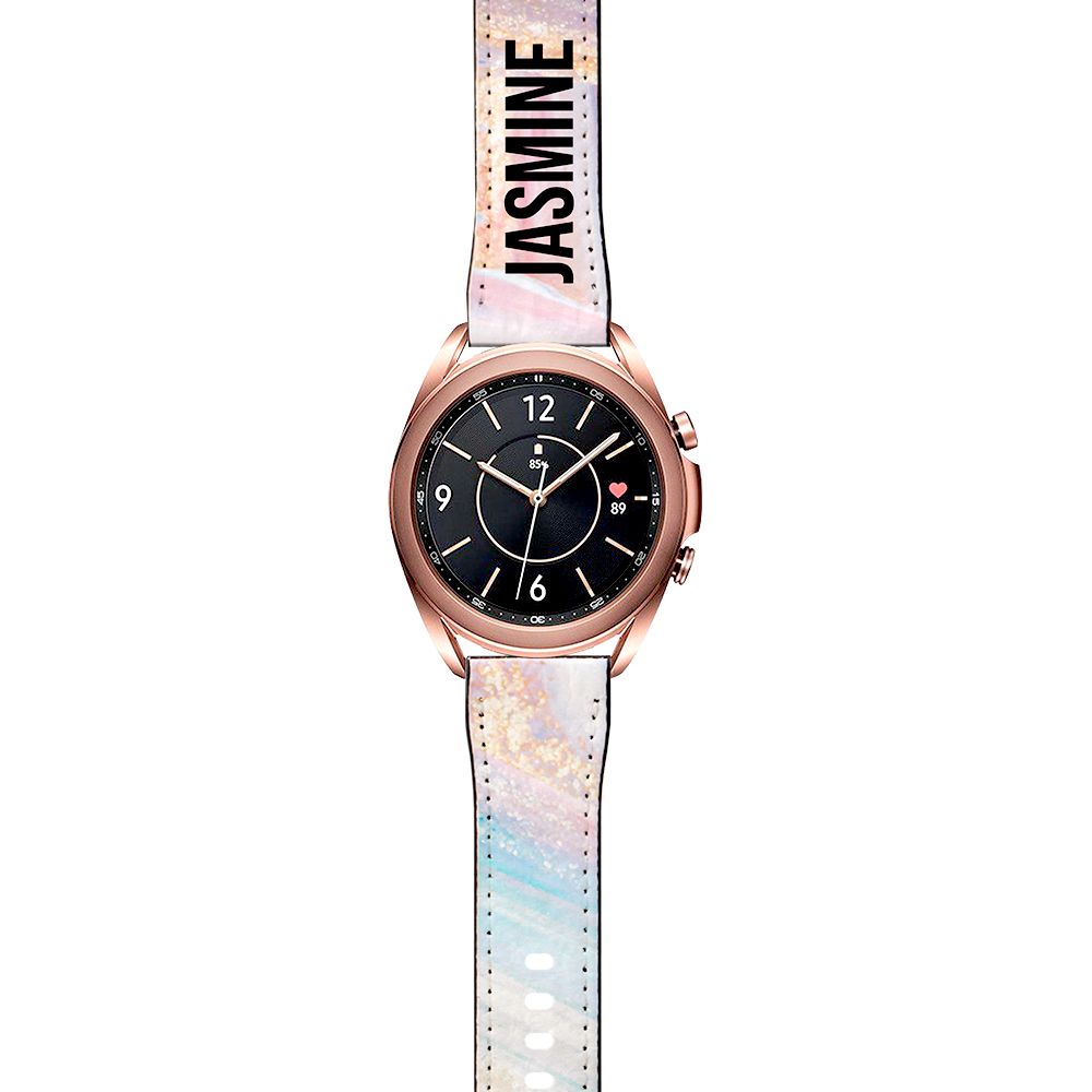 Personalised Blush Marble Name Samsung Galaxy Watch3 Strap