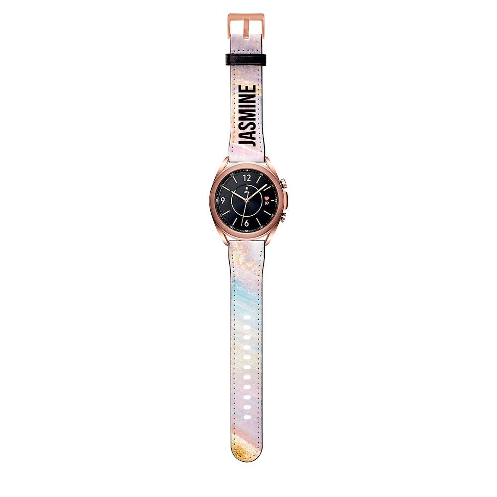 Personalised Blush Marble Name Samsung Galaxy Watch3 Strap