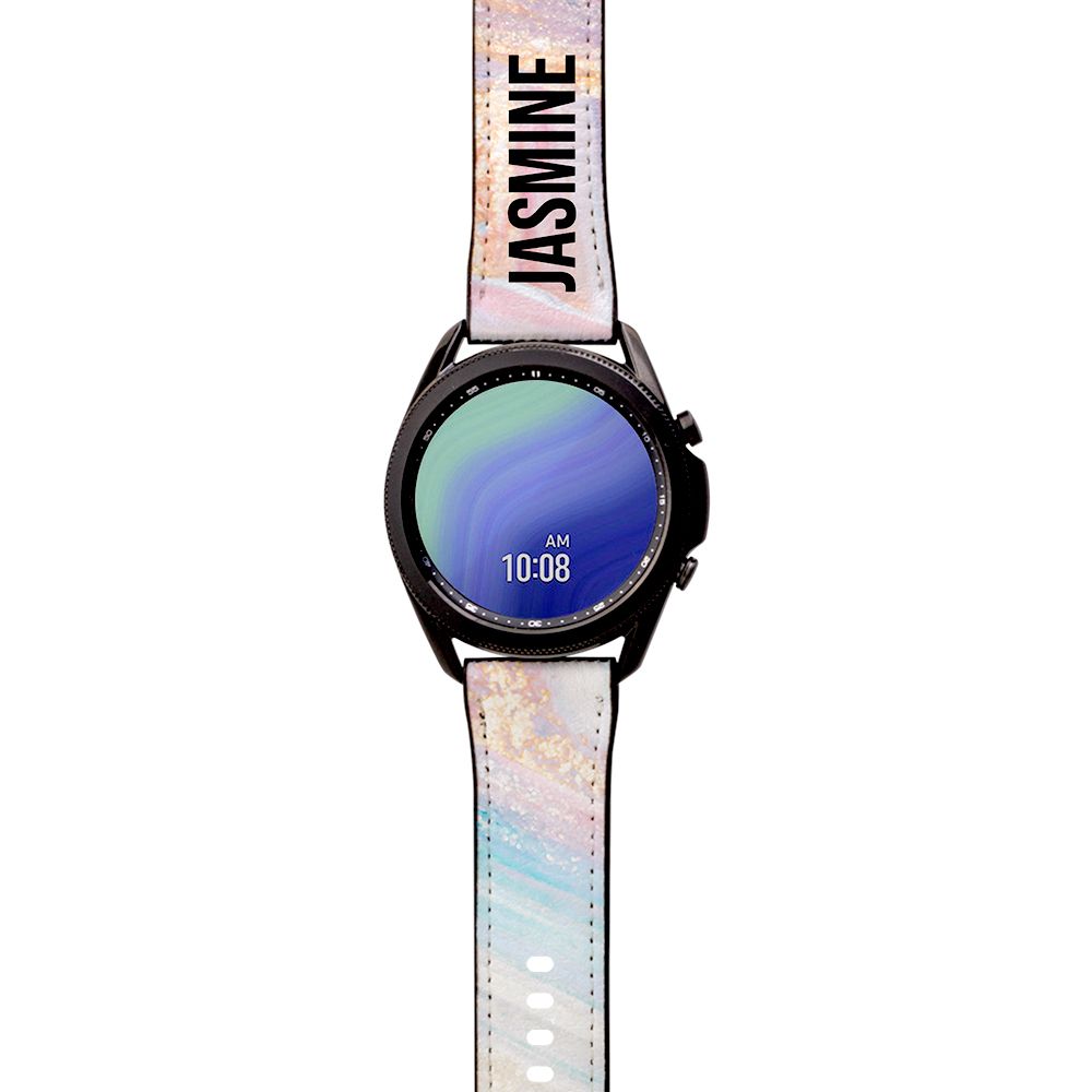 Personalised Blush Marble Name Samsung Galaxy Watch3 Strap