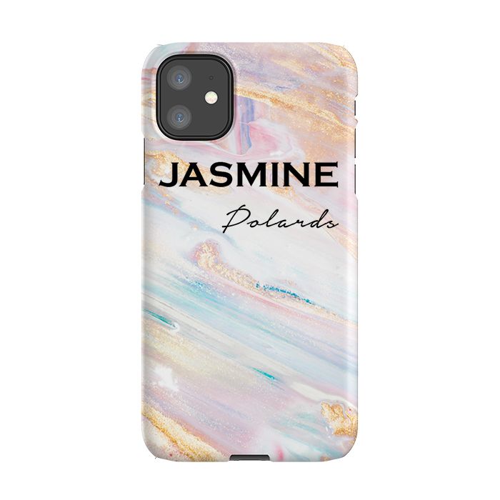 Personalised Blush Marble Name iPhone 11 Case
