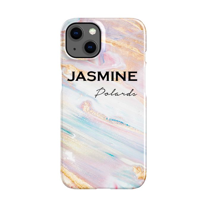 Personalised Blush Marble Name iPhone 14 Plus Case