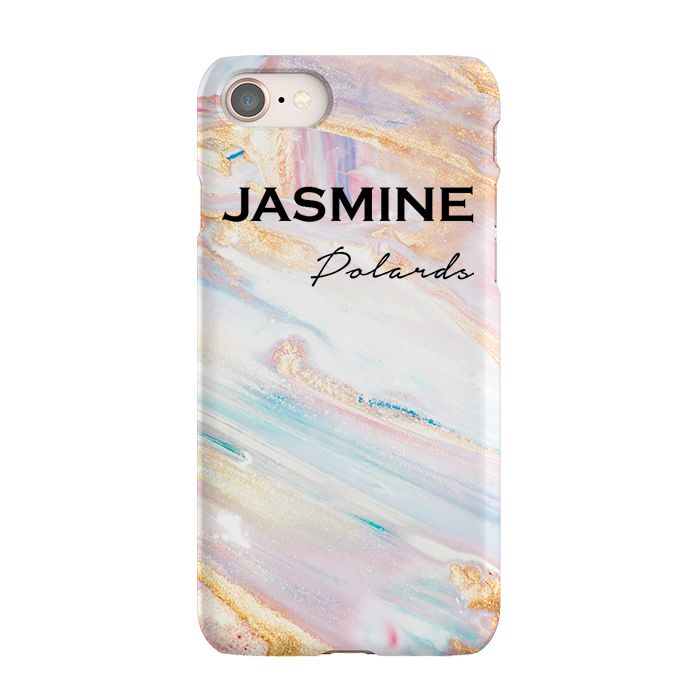 Personalised Blush Marble Name iPhone SE Case