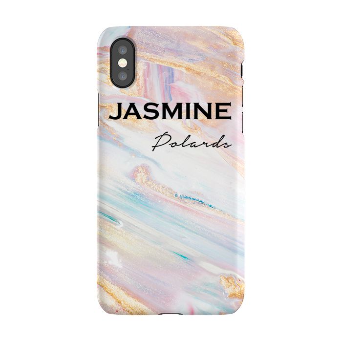 Personalised Blush Marble Name iPhone XS Case