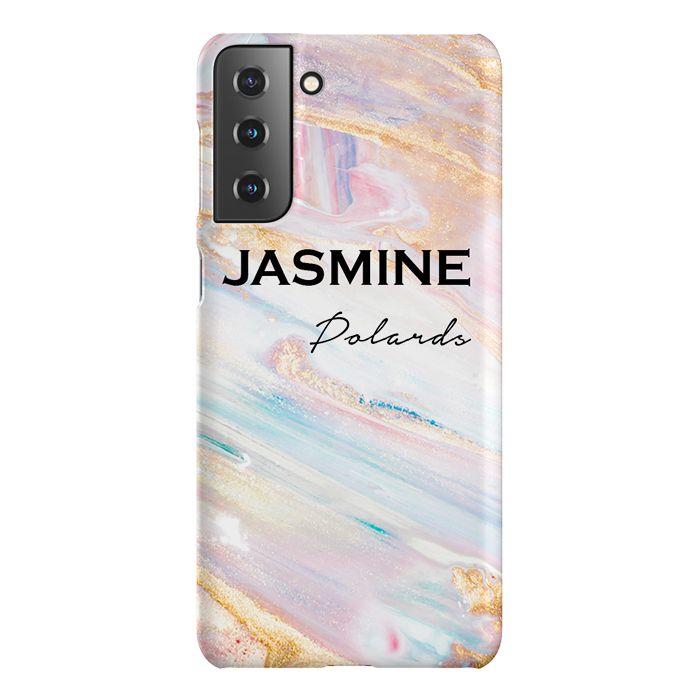 Personalised Blush Marble Name Samsung Galaxy S22 Case
