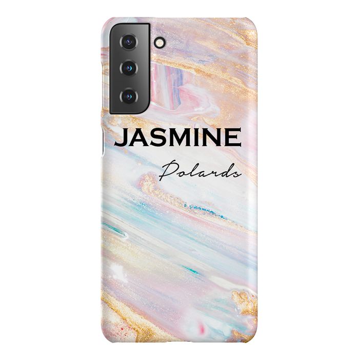 Personalised Blush Marble Name Samsung Galaxy S22 Plus Case