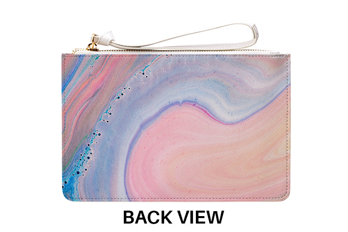 Personalised Acrylic Marble Name Leather Clutch Bag