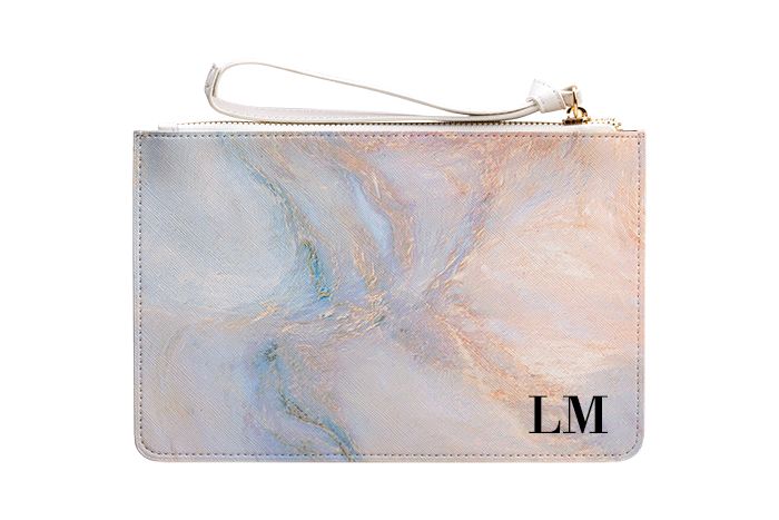 Personalised Moonshine Marble Name Leather Clutch Bag
