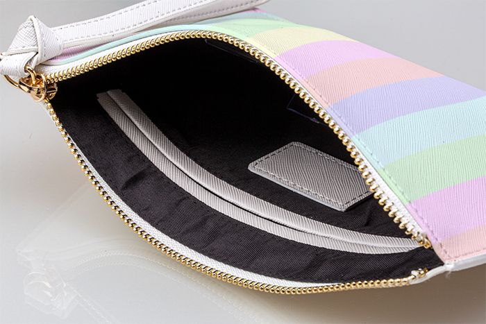 Personalised Pastel Stripes Leather Clutch Bag
