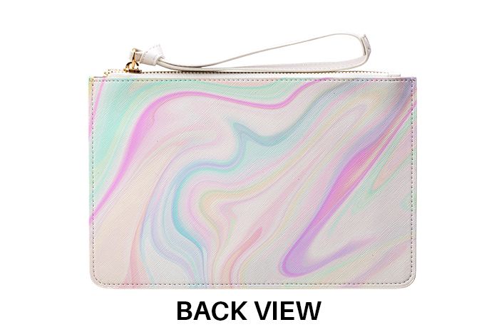 Personalised Pastel Swirl Name Leather Clutch Bag