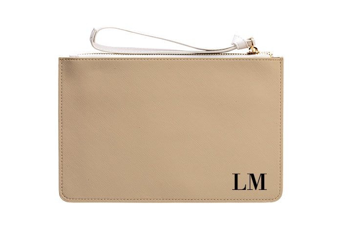 Personalised Tan Leather Clutch Bag