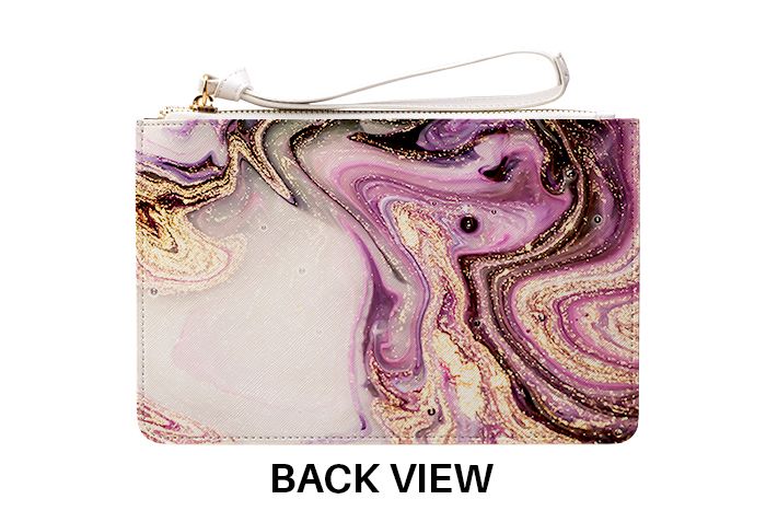 Personalised Gouache Marble Initials Leather Clutch Bag