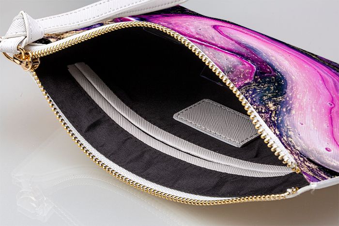 Personalised Purple Swirl Marble Leather Card Holder