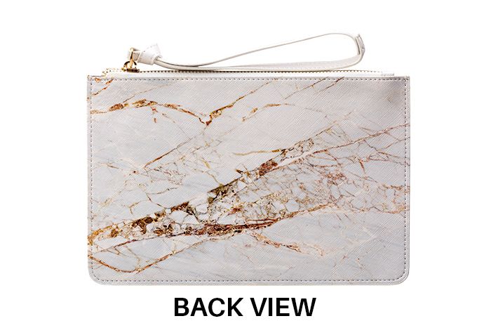 Personalised Cracked Marble Bronze Initials Leather Clutch Bag