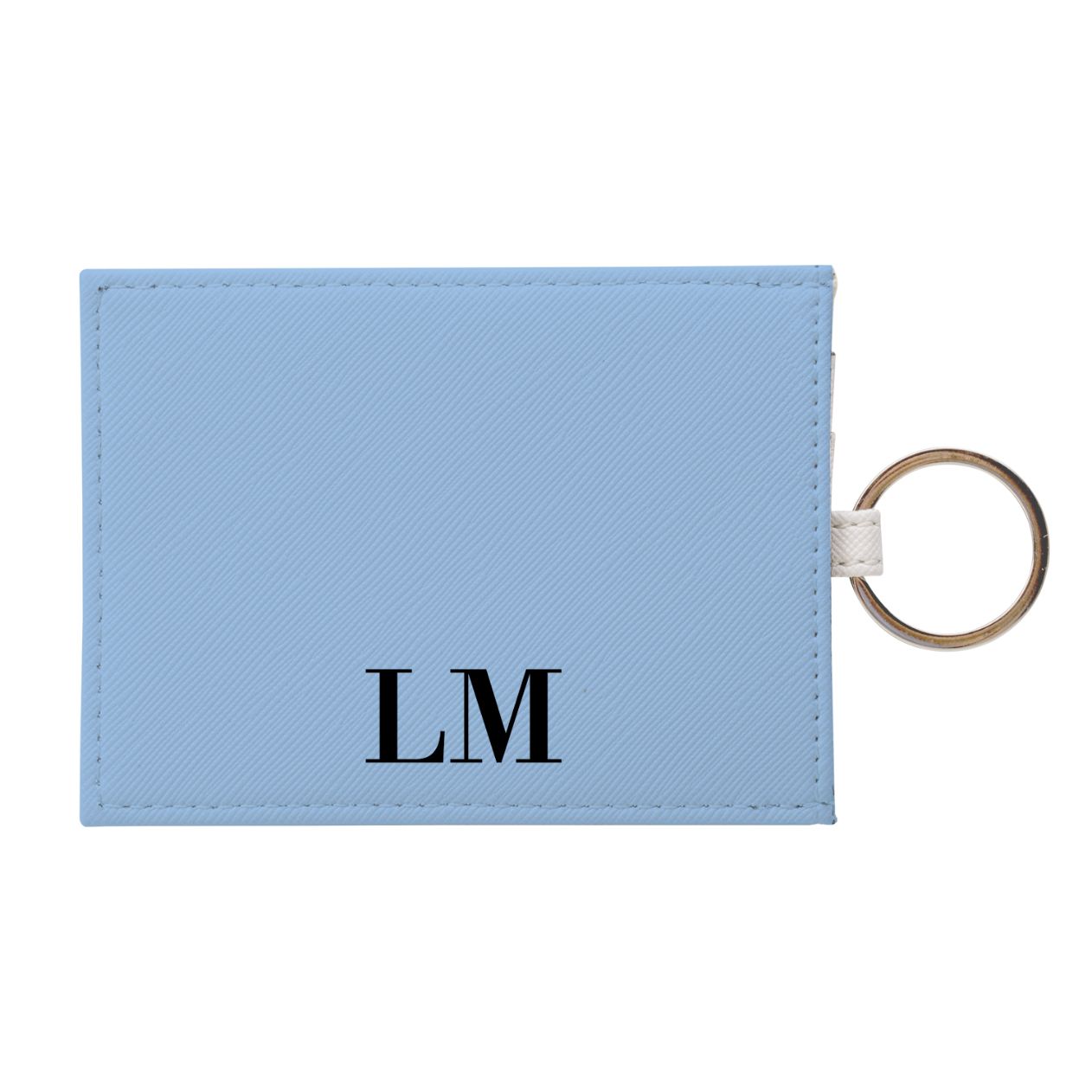 Personalised Blue Leather Card Holder