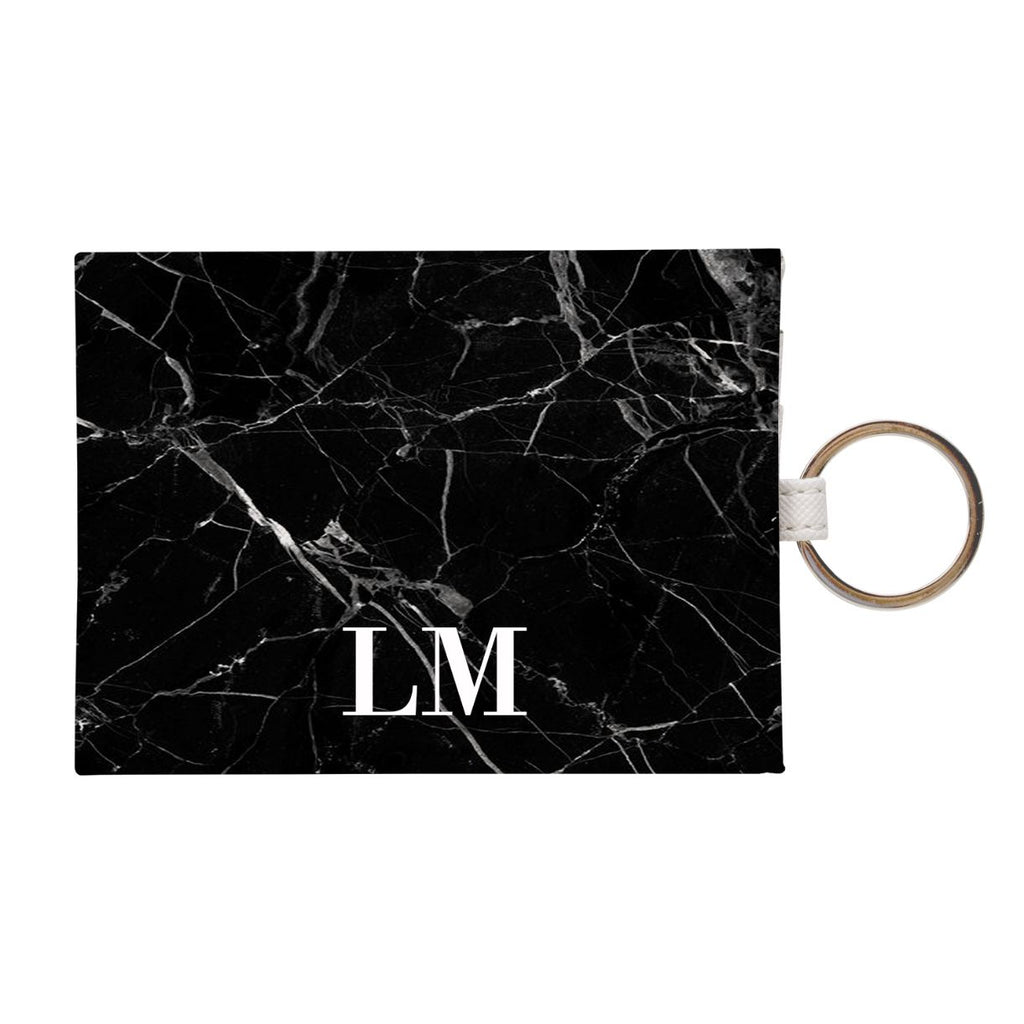 Personalised Black Marble Leather Card Holder