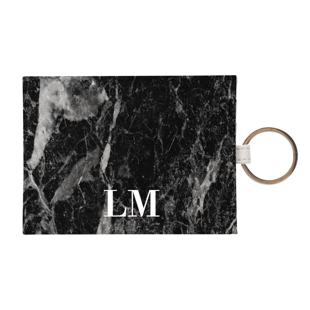 Personalised Black Stone Marble Leather Card Holder