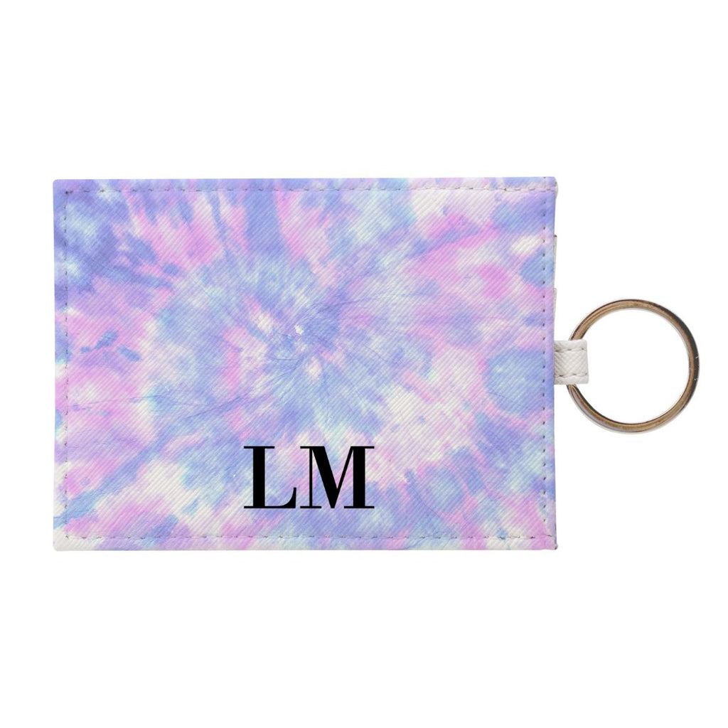 Personalised Blue Tie Dye Leather Card Holder