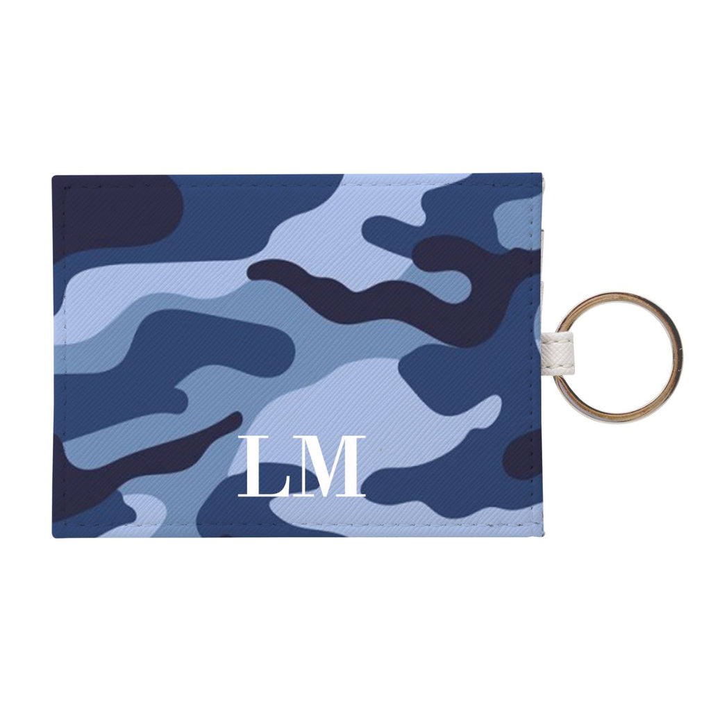 Personalised Cobalt Blue Camouflage Leather Card Holder
