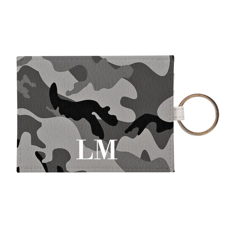 Personalised Grey Camouflage Leather Card Holder