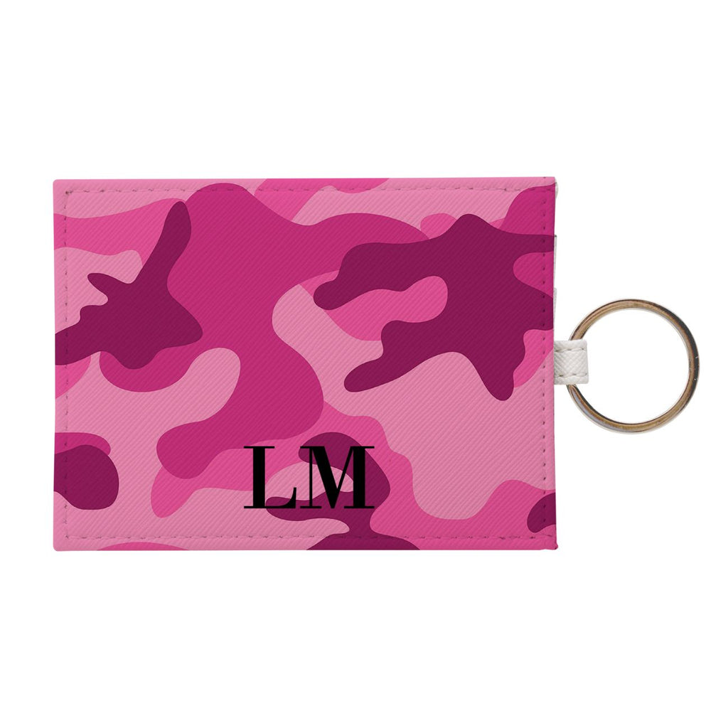 Personalised Hot Pink Camouflage Leather Card Holder