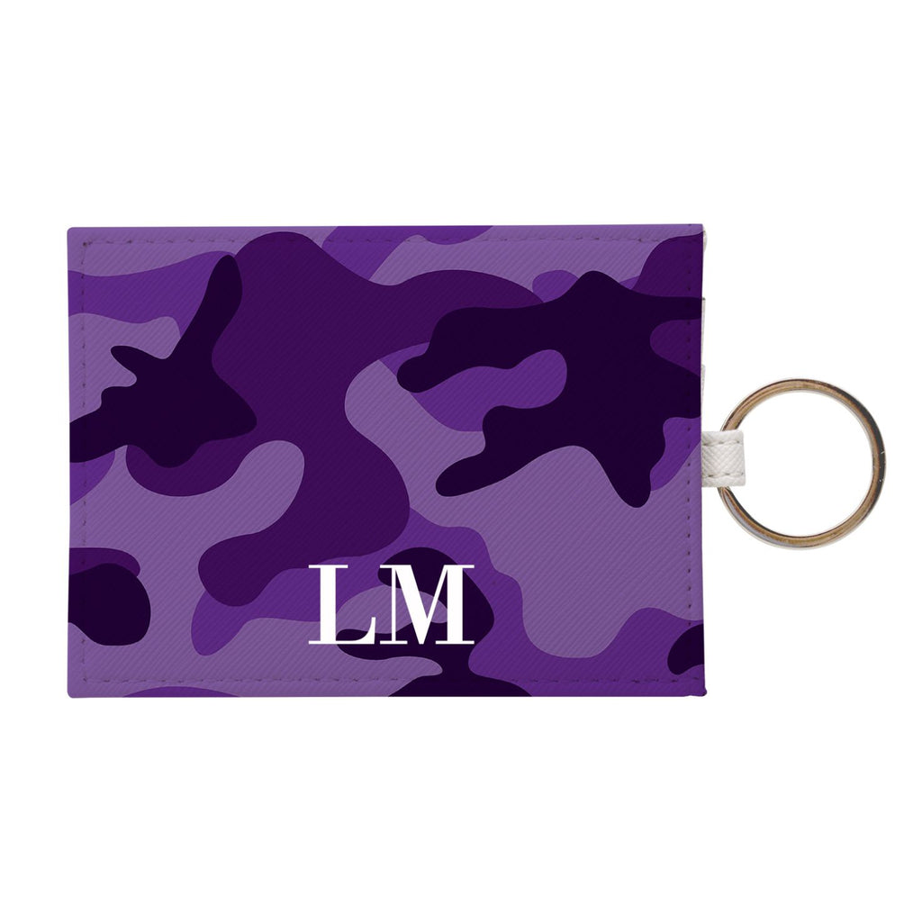 Personalised Plum Camouflage Leather Card Holder