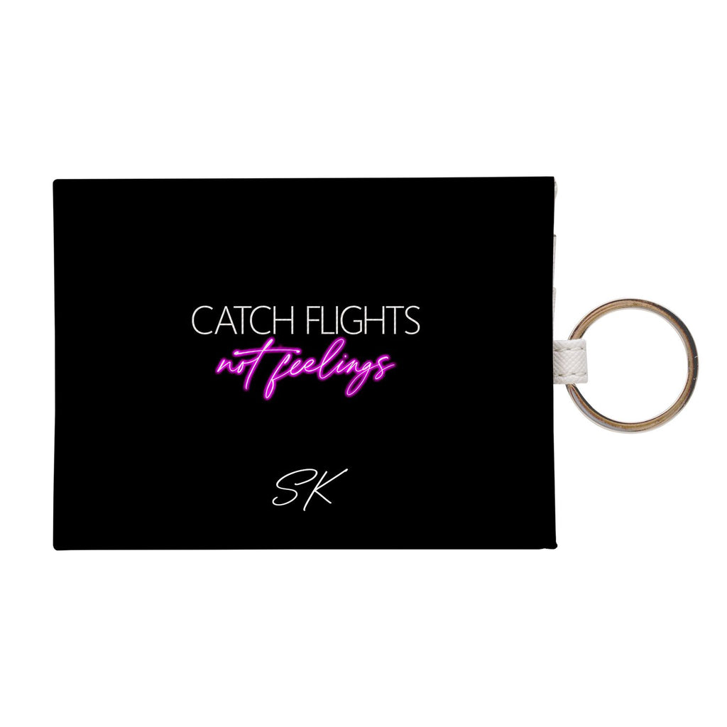 Personalised CATCH FLIGHTS not feelings Leather Card Holder