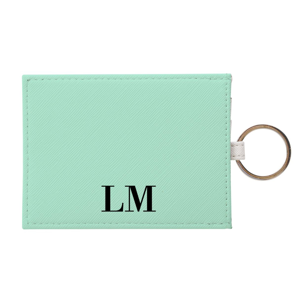 Personalised Pale Green Leather Card Holder
