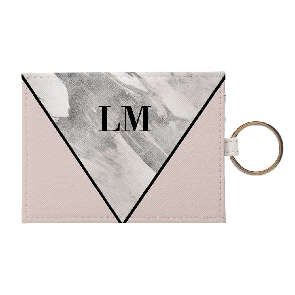 Personalised Pink x Castello Marble Contrast Leather Card Holder