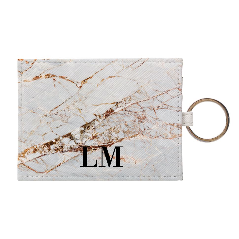 Personalised Cracked Marble Leather Card Holder