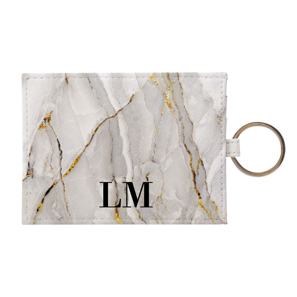 Personalised Cream Marble Leather Card Holder