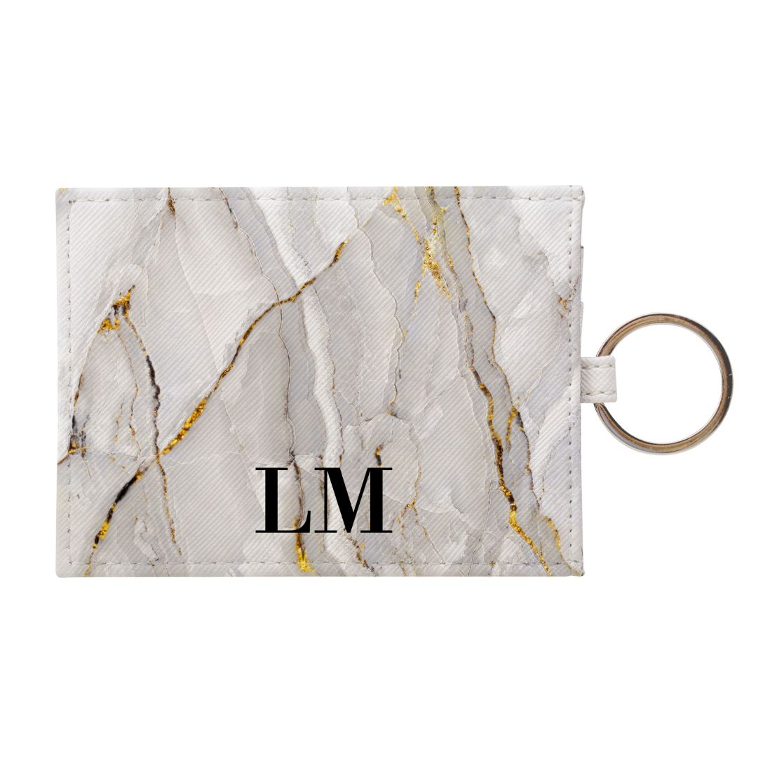 Personalised Marble Leather Card Holder