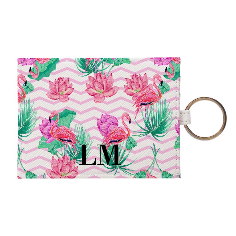 Personalised Flamingo Leather Card Holder