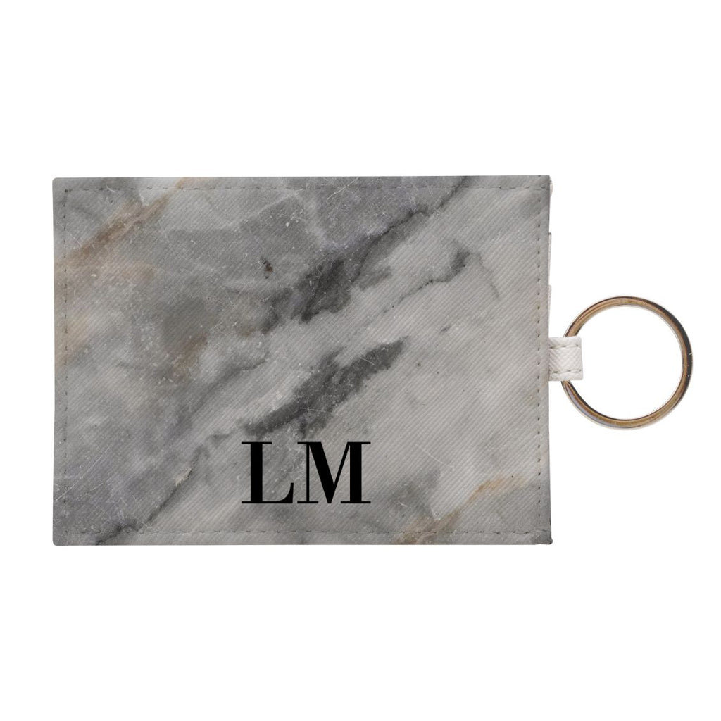 Personalised Grey Stone Marble Leather Card Holder
