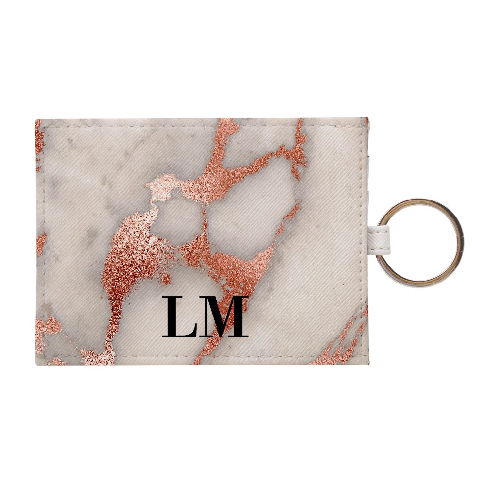 Personalised Grey x Rose Gold Marble Leather Card Holder