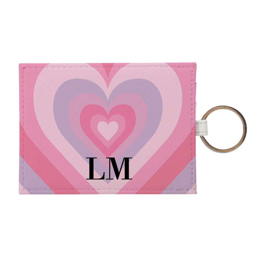 Personalised Pink Heart Latte Leather Card Holder