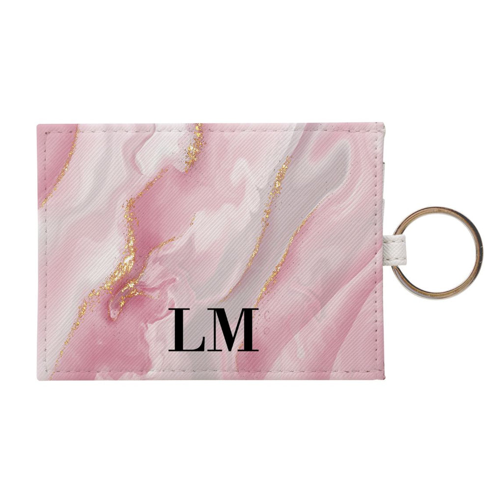 Personalised Luxe Pink Marble Leather Card Holder