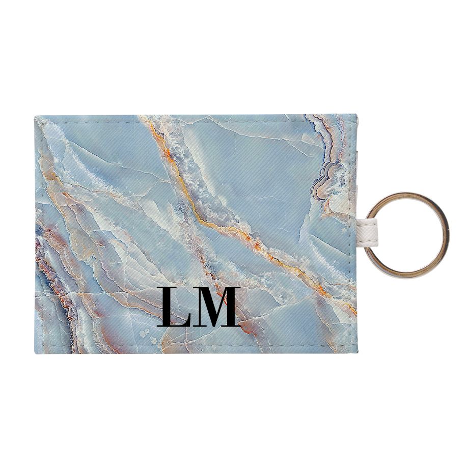 Personalised Ocean Marble Leather Card Holder