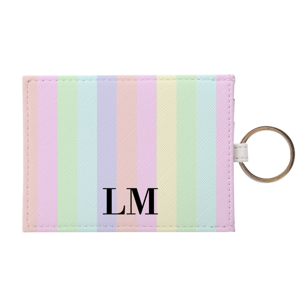 Personalised Pastel Stripes Leather Card Holder