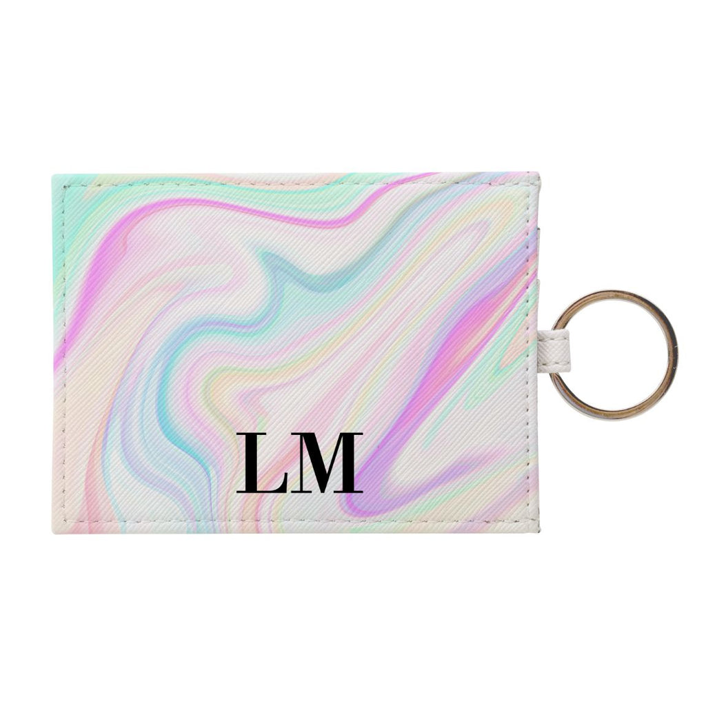 Personalised Pastel Swirl Leather Card Holder