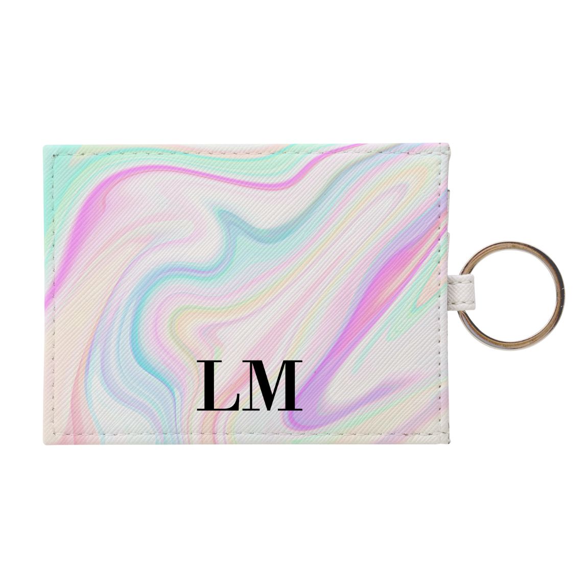Personalised Pastel Swirl Leather Card Holder