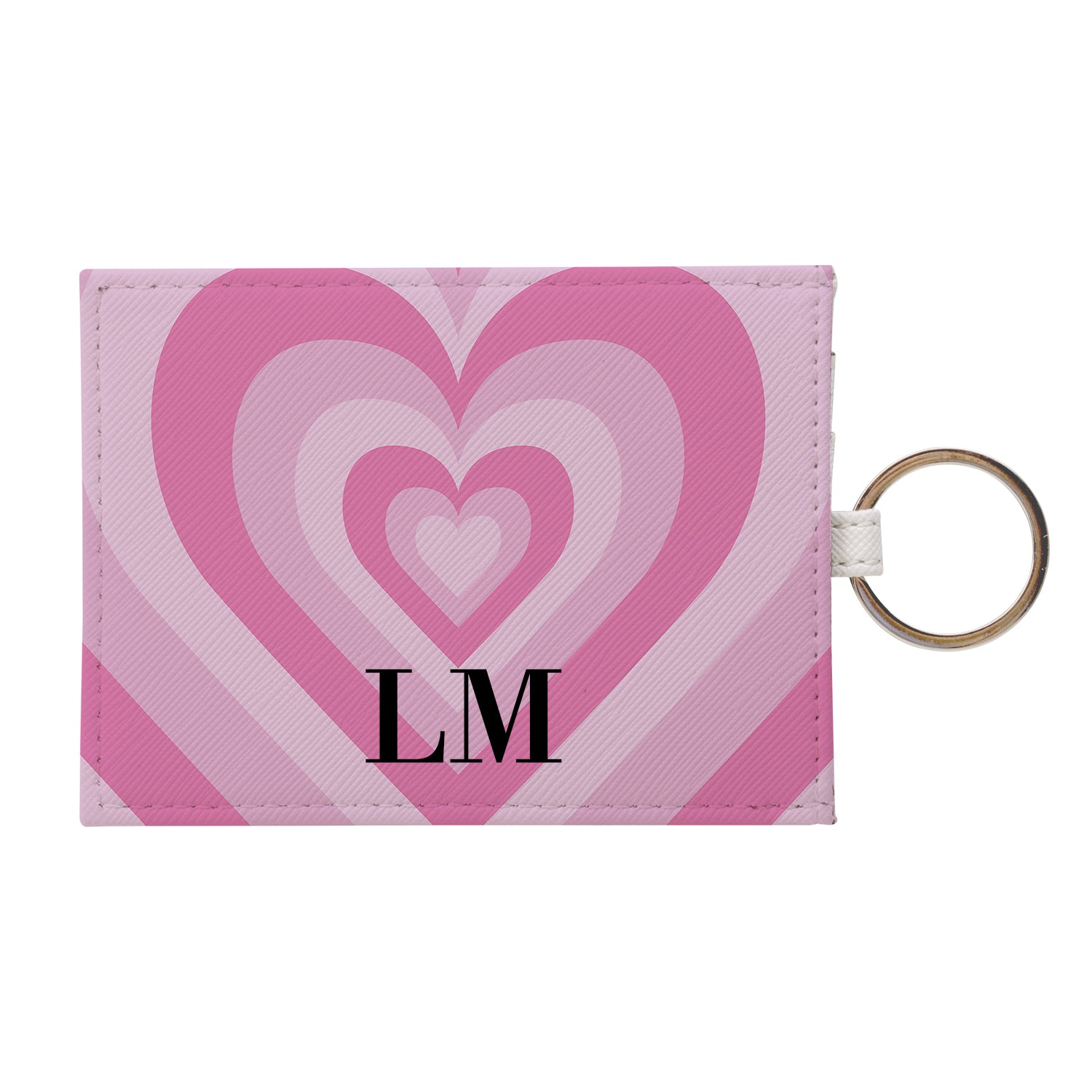 Personalised Heart Latte Leather Card Holder