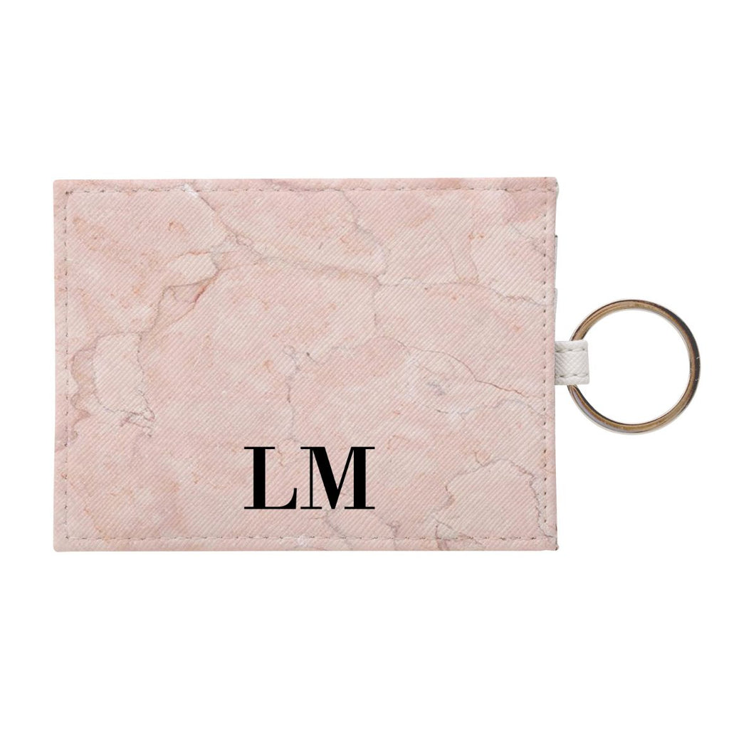 Personalised Pink Marble Leather Card Holder