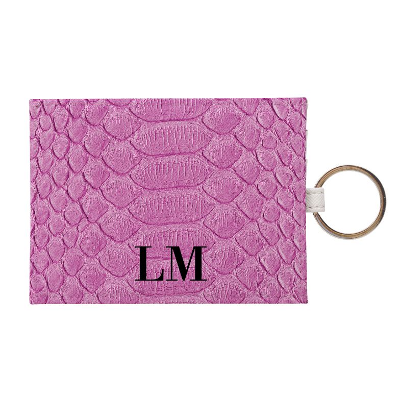 Personalised Pink Snake Skin Leather Card Holder