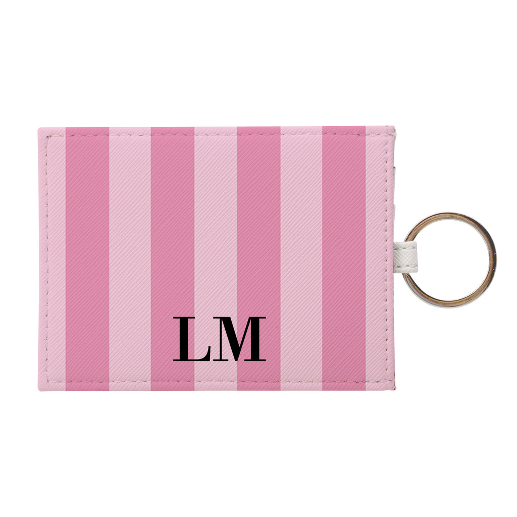 Personalised Pink Stripes Leather Card Holder
