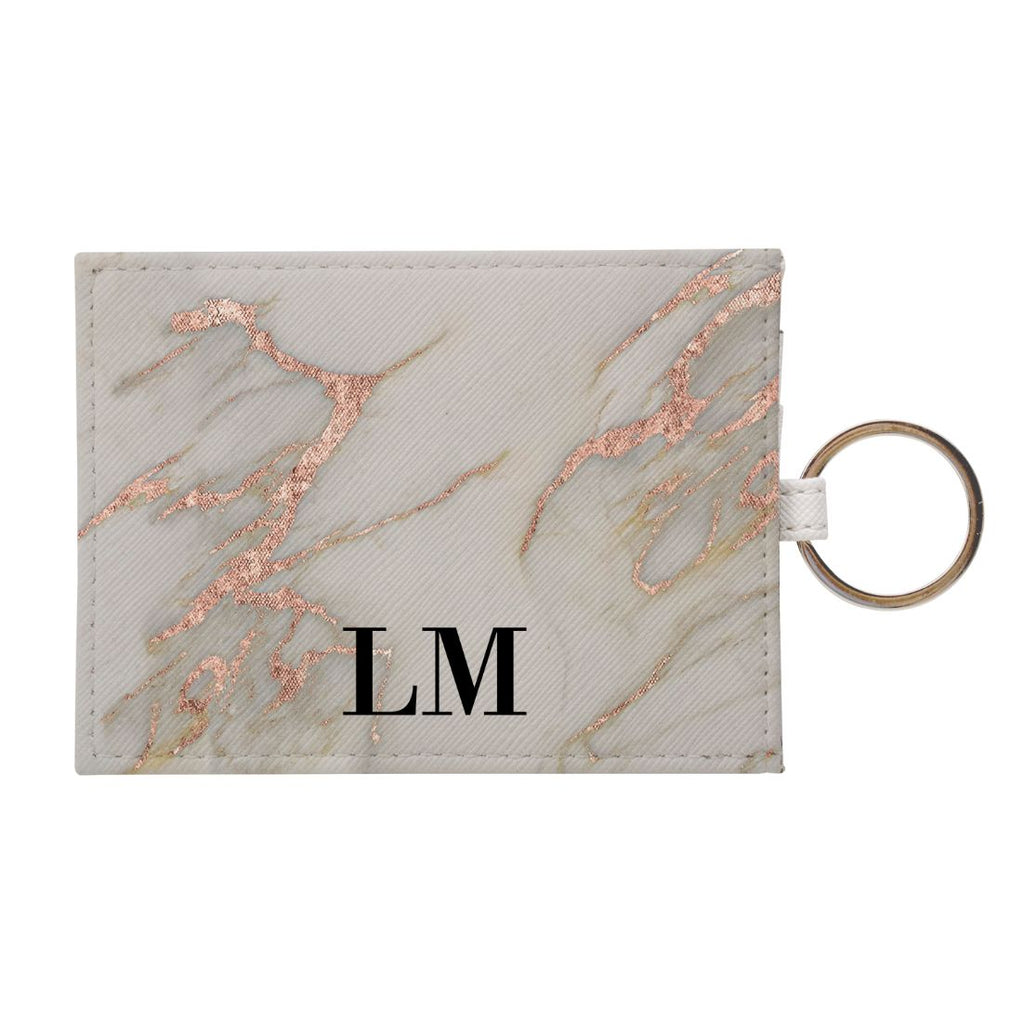 Personalised Rose Gold Marble Leather Card Holder