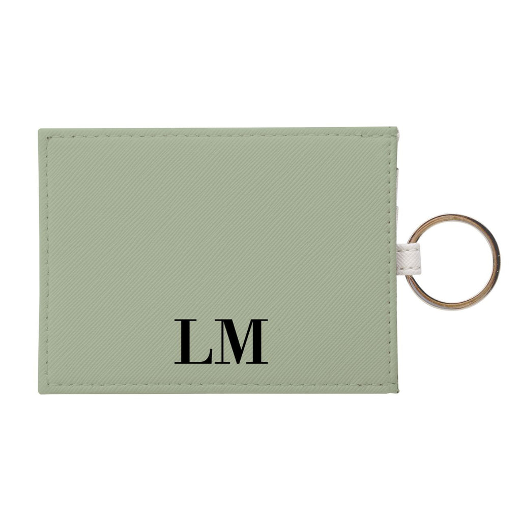 Personalised Sage Leather Card Holder