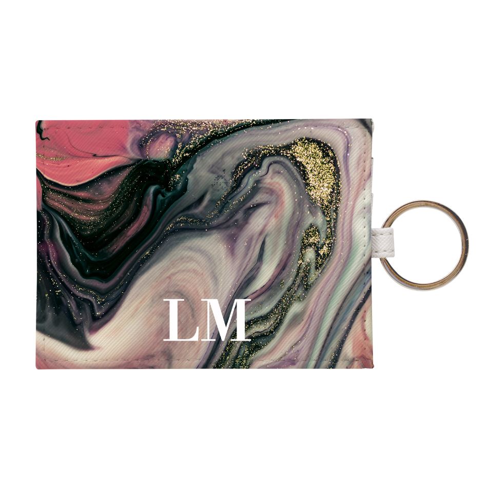 Personalised Swirl Marble Leather Card Holder